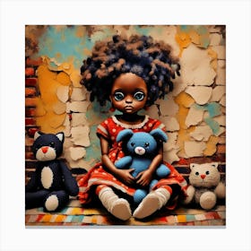 Rag Doll With Stuffed Animals Canvas Print