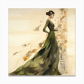 Woman In A Green Dress 4 Canvas Print