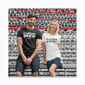 Couple Sitting On Bleachers Canvas Print