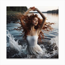 Beautiful Woman In Water Canvas Print