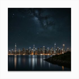 Chicago Skyline At Night Canvas Print