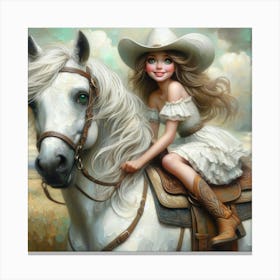 Cowgirl On A Horse Canvas Print