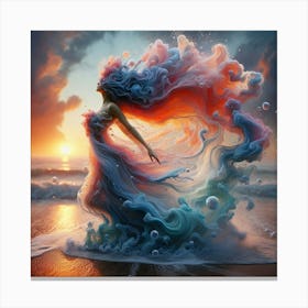 Girl In The Ocean 2 Canvas Print