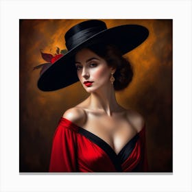 Portrait Of A Woman In A Hat 3 Canvas Print