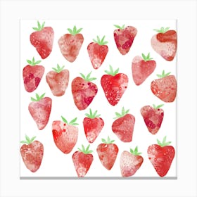 Watercolor Strawberry Fruit Canvas Print