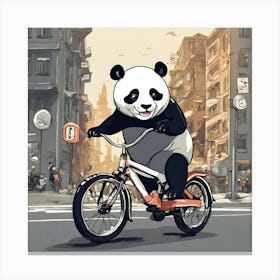 Panda Bear On A Bike Canvas Print
