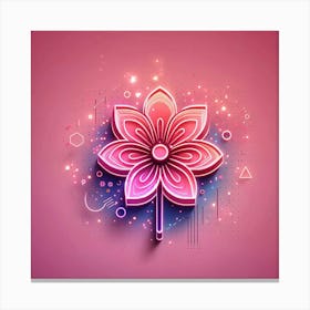 Neon Flower On Pink Background Canvas Print