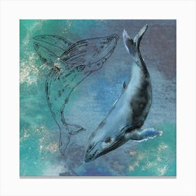 Whales Ocean Art Print Canvas Print