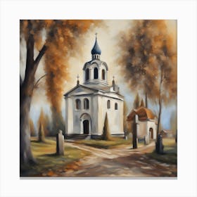 Church In Autumn Canvas Print