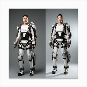 Two Women In Futuristic Suits 2 Canvas Print