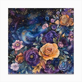 Floral Celestial Galaxy 1 Canvas Print