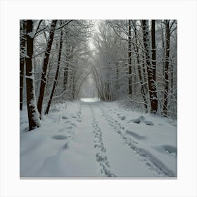 Snowy Path In The Woods 1 Canvas Print