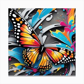 Butterfly With Paint Splashes 4 Canvas Print