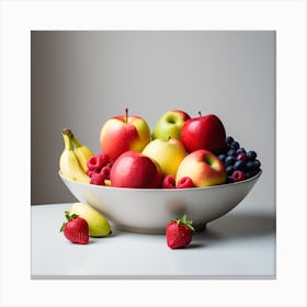 Fruit Bowl On White Background Canvas Print