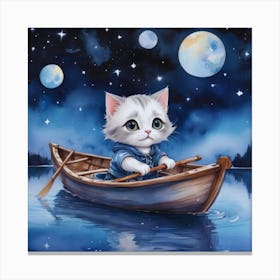 Cat In A Boat 16 Canvas Print