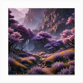 Purple Trees In The Mountains Canvas Print