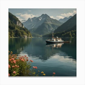 Boat In The Lake Canvas Print