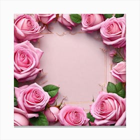 Pink Roses Frame 11 Canvas Print