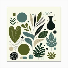 Scandinavian style, Green leaves 3 Canvas Print