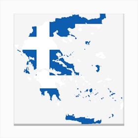 Greece Country Europe Flag Borders Canvas Print