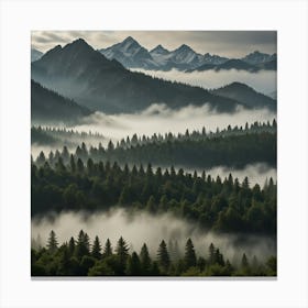 Misty Mountain Range Canvas Print