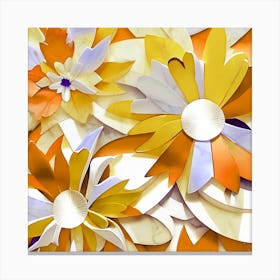 Golden Floral Collage Canvas Print