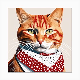 Orange Cat With Bandana Canvas Print