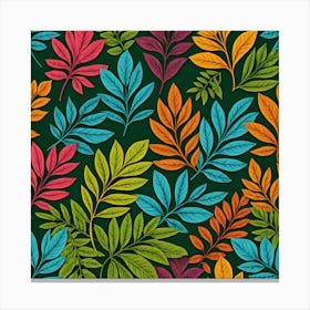 Colorful Leaves Seamless Pattern Canvas Print