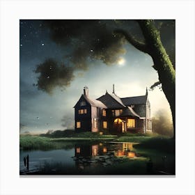 House At Night Canvas Print
