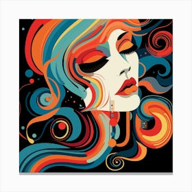 Colorful Woman With Colorful Hair Canvas Print