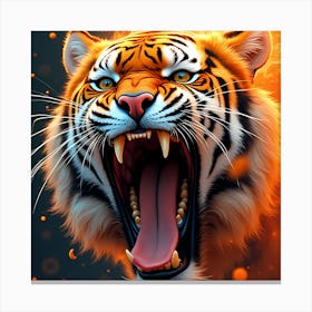 Tiger Roaring Canvas Print