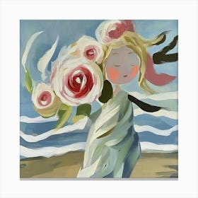 Girl With Roses Canvas Print