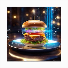 Burger On A Plate 55 Canvas Print