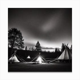 Teepees At Night 1 Canvas Print