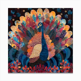 Patchwork Quilted Peacock 2 Canvas Print