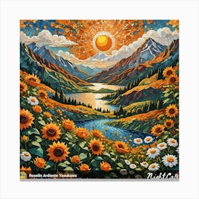 Sunflowers In The Mountains 1 Canvas Print