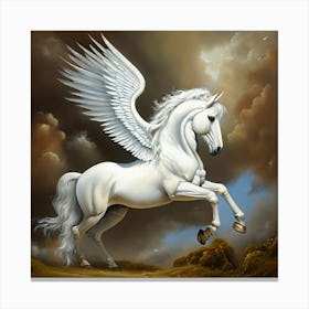 White Horse With Wings Canvas Print