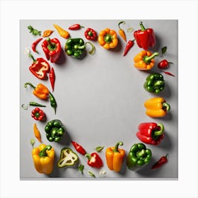 Colorful Peppers In A Frame 38 Canvas Print