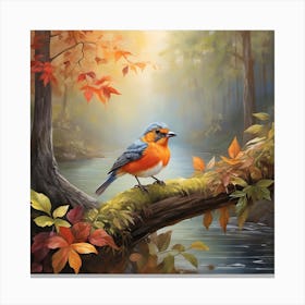 lovely Bird In The Forest Canvas Print
