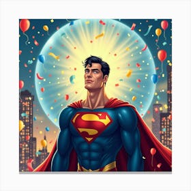 Flux Dev A Vibrant Illustration Of Superman Standing Heroicall 1 Canvas Print