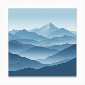 Misty mountains background in blue tone 58 Canvas Print