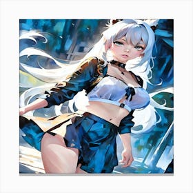 Anime Girl With White Hair-Drucke 07.12.2024--6745 Canvas Print