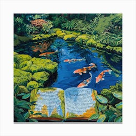 Summer Zen Japanese Garden Series In Style Of David Hockney 1 Canvas Print