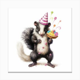 Birthday Skunk Canvas Print