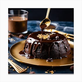 Chocolate Cake With Chocolate Sauce Canvas Print