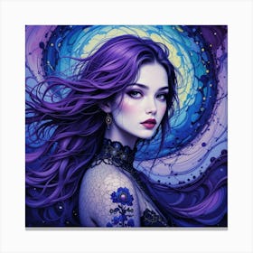 Woman With Purple Hair 1 Canvas Print