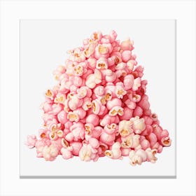 Pink Popcorn Isolated On Black Background Canvas Print