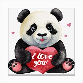 I Love You Panda Heart Bear Animal Cute Canvas Print