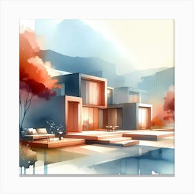 Watercolor House Canvas Print