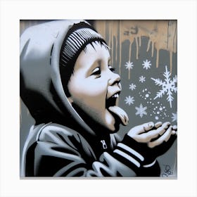 Child With Snowflakes Canvas Print